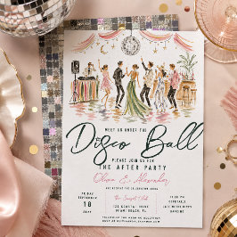 Invitación Bola de discoteca de acuarela, fiesta de después d