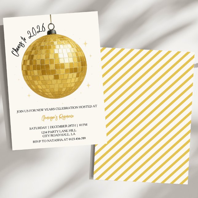 Invitación Bola de Discoteca de Champagne Nochevieja 2026 (Subido por el creador)