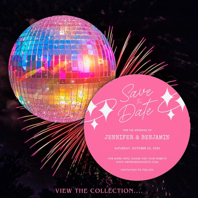 Invitación Bola de Discoteca de Glitter Rosa Chic para Boda - (Subido por el creador)