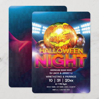 Invitación Bola de Discoteca de Jack O Lantern Fiesta de Hall