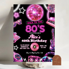 Invitación Bola de Discoteca de Neón para Fiesta de Cumpleaño