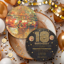 Bola de Discoteca de Oro Negro Cumpleaños 18 Fiest