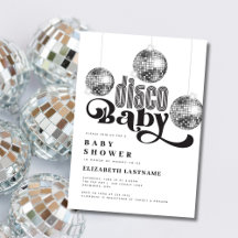 Bola de Discoteca de Plata Baby Shower Retro Disco