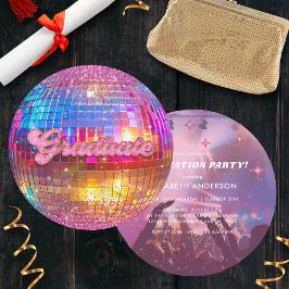 Invitación Bola de Discoteca de Purpurina Rosa Brillante Fies