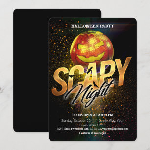 Invitación Bola de Discoteca Jack O Lantern Halloween Noche d
