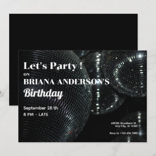 Invitación Bola de discoteca negra