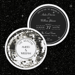 Invitación Bola de discoteca retro boda