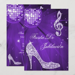 Invitación Bola de discoteca, tacones brillantes Jubilación