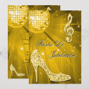 Invitación Bola de discoteca, tacones brillantes Jubilación