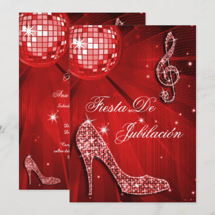 Invitación Bola de discoteca, tacones brillantes Jubilación