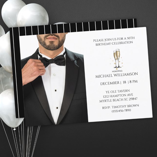 Invitación Bola de esmoquín negro masculino de 50 años (Subido por el creador)