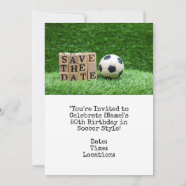 Invitación Bola de fútbol Guarda la fecha para la fiesta de c