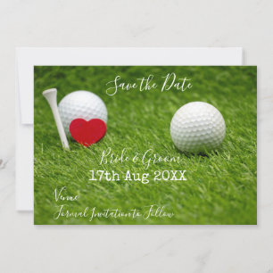 Invitación Bola de golf y Save the Date de tee con amor en ve