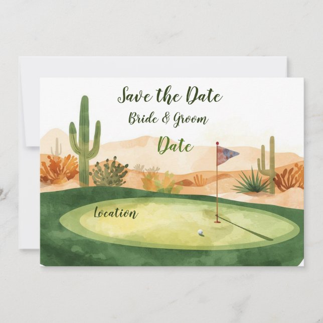 Invitación Bola de golf y tee con amor salva la fecha (Anverso)