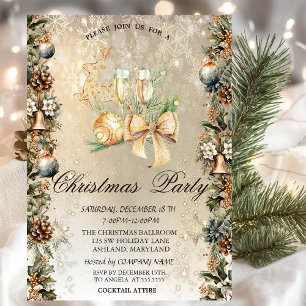 Invitación Bola de Navidad,Campanas Piñas,Reno,Vidrio 