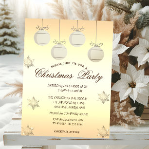 Invitación Bola de Navidad Dorada Fiesta de Navidad Corporat
