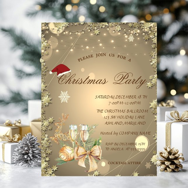 Invitación Bola de Navidad,Estrellas,Reno Compañía de Navidad (Subido por el creador)