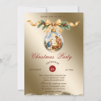 Invitación Bola de Navidad Natividad Arco Navidad Corporativa