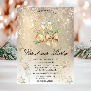 Invitación Bola de Navidad, Reno, Copa de Vino Copo de Nieve