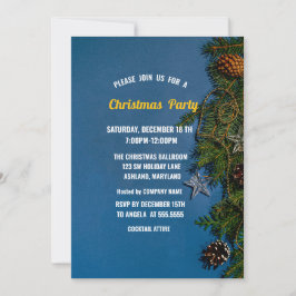 Invitación Bola de navidades, pinos, Navidades de copos de ni