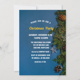 Invitación Bola de navidades, pinos, Navidades de copos de ni
