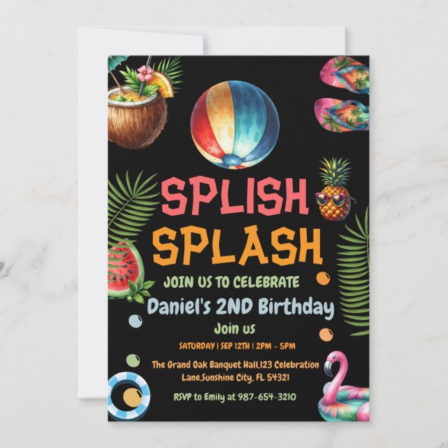 Invitación Bola de playa de Boy Beach Fiesta de Aniversario (Anverso)