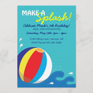 Invitación Bola de playa Piscina Fiesta de cumpleaños Invitac