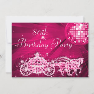 Invitación Bola Disco, Entrenador Princesa y Caballos 80 cump