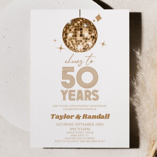Invitación Bola Disco Saluda A 50 Años De Aniversario Boda (Subido por el creador)
