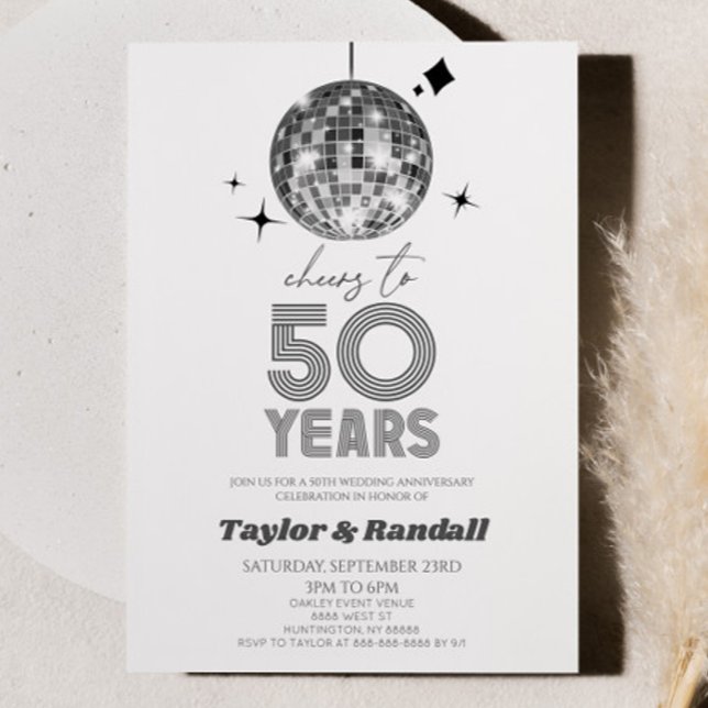 Invitación Bola Disco Saluda A 50 Años De Aniversario Boda (Subido por el creador)