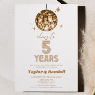 Invitación Bola Disco Saluda A 5 Años De Aniversario Boda