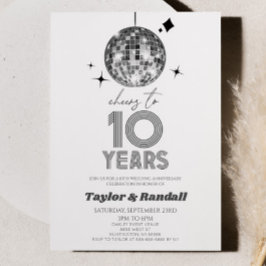 Invitación Bola Disco Saluda Al Aniversario Boda De 10 Años