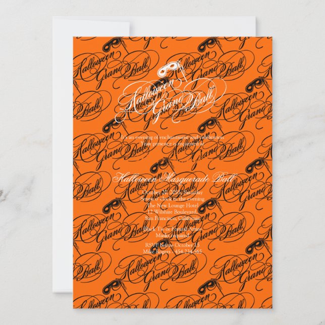 Invitación Bola magnífica de Halloween (Anverso)