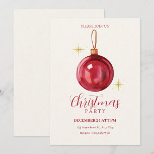 Invitación bola roja de Navidad vintage