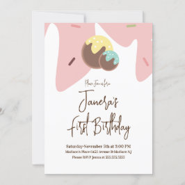 Invitación Bolas de Cake Pop de Cumpleaños Adorables Glaseado