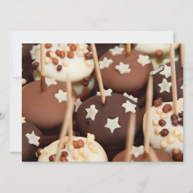 Invitación Bolas de chocolate y pasteles blancos (Anverso)