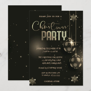 Invitación Bolas de Copos de Nieve de Oro Navidad Corporativa