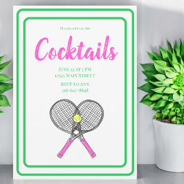 Invitación Bolas de fiesta de cóctel de raquetas de tenis cru