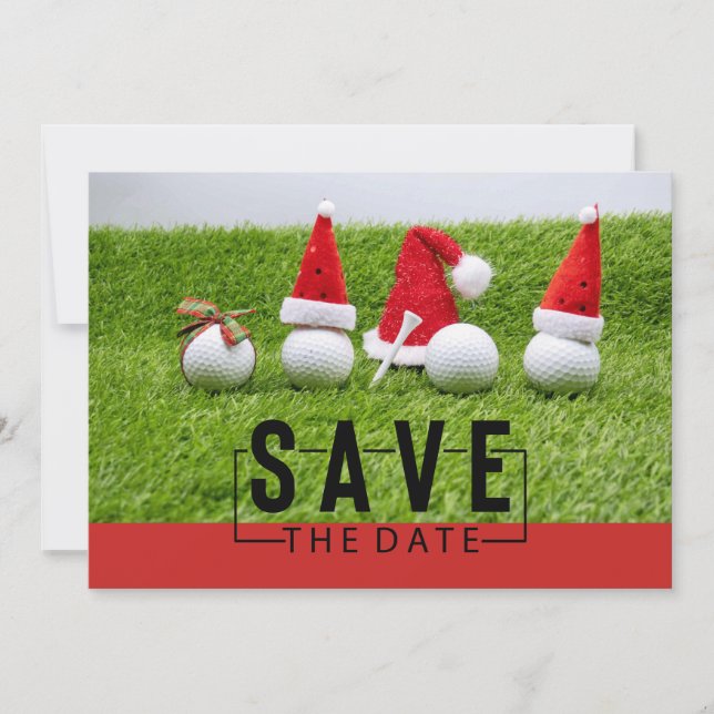 Invitación Bolas de golf con Navidades de sombreros de Santa (Anverso)