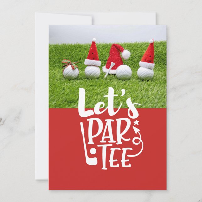 Invitación Bolas de golf con Navidades de sombreros de Santa  (Anverso)