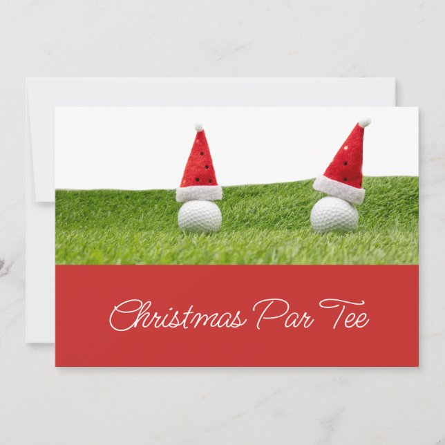 Invitación Bolas de golf con Navidades de sombreros de Santa  (Anverso)