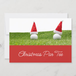 Invitación Bolas de golf con Navidades de sombreros de Santa