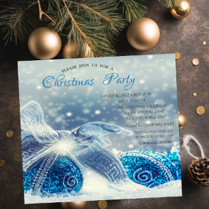 Invitación Bolas de Navidad Azules Corporativas de Navidad 