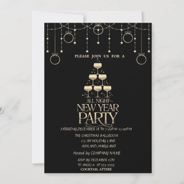 Invitación Bolas de Navidad,Compañía de Copas de Champán Navi (Anverso)