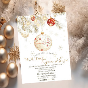 Invitación Bolas de Navidad con Acuarela Brillan en Casa Abie