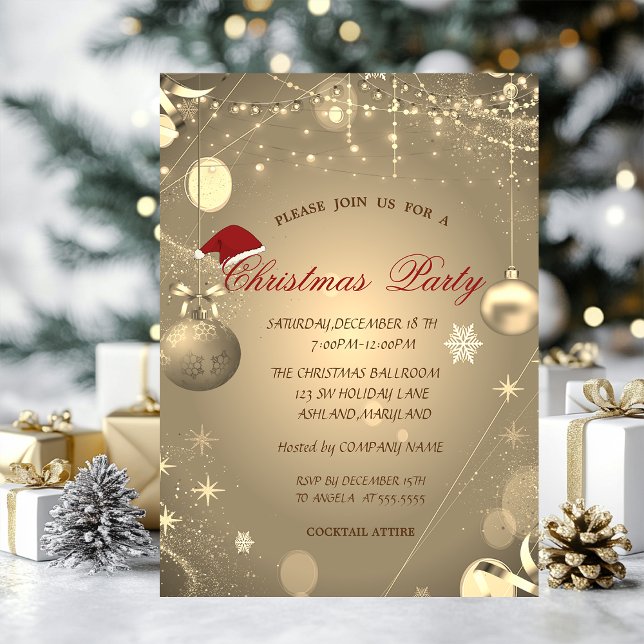 Invitación Bolas de Navidad Confeti Empresa de Navidad  (Subido por el creador)