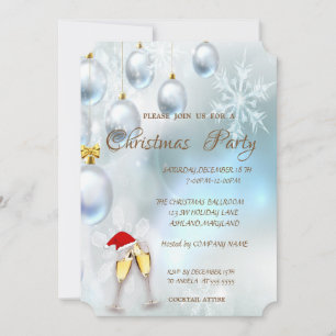 Invitación Bolas de Navidad, Copa de vino, Fiesta de Navidad 