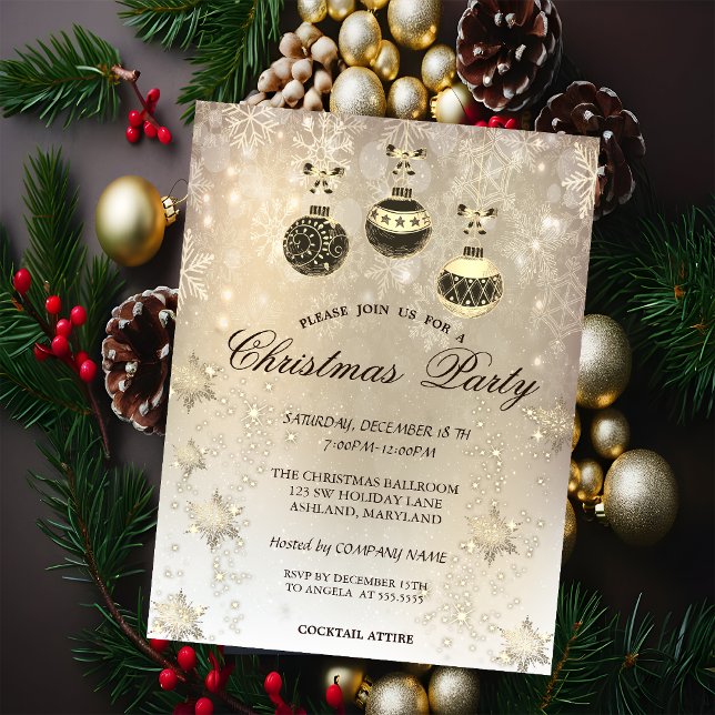 Invitación Bolas de Navidad, Copo de Nieve Fiesta de Empresa (Subido por el creador)