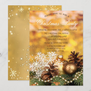 Invitación Bolas de Navidad Copo de Nieve Piñas de Navidad