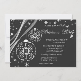 Invitación Bolas de Navidad Copos de nieve, Compañía Gris de